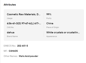 Food Grade DL-Malic Acid Powder for Beverage Confectionery CAS 617-48-1 - Product Image 6