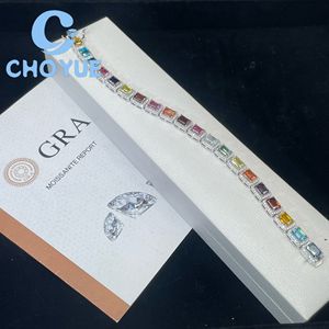 Luxury 925 Sterling Silver Top Quality Color Moissanite Tennis Bracelet with Emerald Cut Hip Hop Jewelry for <b>Men</b> With GRA - Product Image 3