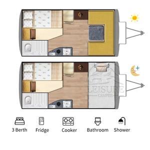 Ocio <span class=keywords><strong>Camper</strong></span> Viajes al aire libre con remolque Fabricante de China RV remolque de viaje 4 literas Remolque <span class=keywords><strong>Camper</strong></span> Van - Product Image 6