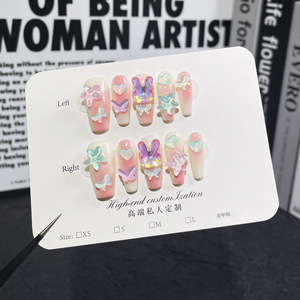 Muestra Gratuita, Venta al por Mayor, 10 Uds. <span class=keywords><strong>Uñas</strong></span> <span class=keywords><strong>Acrílicas</strong></span> Francesas Reutilizables <span class=keywords><strong>de</strong></span> Cobertura Completa, Hermosas y Lujosas, Diseño Personalizado, Hechas a Mano - Product Image 5