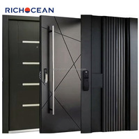 Portes d'entrée extérieures en aluminium RICHOCEAN, portes pivotantes de luxe sécurisées, porte de maison avec serrure intelligente