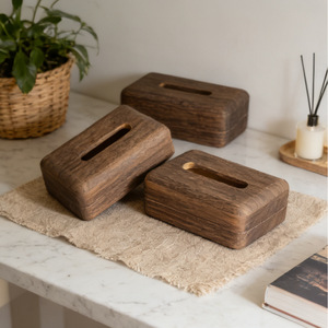Boîte à mouchoirs en bois massif, design rétro, pour salon, utilisation sur bureau, boîte de rangement en bois pour mouchoirs à extraire - Product Image 1