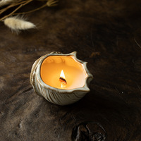 Pot à bougie en céramique Dehua en forme de coquillage, style moderne, pour aromathérapie, décoration d'intérieur, semi-artisanal, vendu en gros, personnalisable