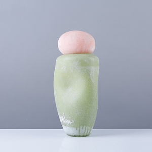 Vaso in <span class=keywords><strong>Vetro</strong></span> Colorato Morandi <span class=keywords><strong>con</strong></span> <span class=keywords><strong>Coperchio</strong></span> per Arredamento Casa, Decorazione da Tavolo, <span class=keywords><strong>Vasi</strong></span> per Fiori in <span class=keywords><strong>Vetro</strong></span> Fatti a Mano, Articoli Decorativi - Product Image 5