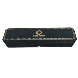 Conjunto de joyero de lujo con forro de terciopelo Anillo de lámina de oro Collar Brazalete Pendiente Pulsera Caja - Product Image 6