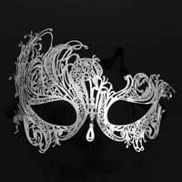 Masques en métal doré et noir vénitien pour femmes et hommes pour Halloween, accessoire léger pour bal masqué