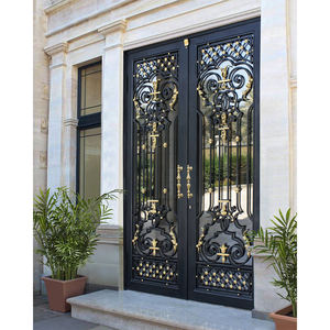 Portes françaises en fer forgé <span class=keywords><strong>d</strong></span>'usine avec écran en maille pour maisons <span class=keywords><strong>D</strong></span>écoration de <span class=keywords><strong>porte</strong></span> <span class=keywords><strong>d</strong></span>'<span class=keywords><strong>entrée</strong></span> <span class=keywords><strong>d</strong></span>'<span class=keywords><strong>entrée</strong></span> finie enduite de poudre rustique - Product Image 1