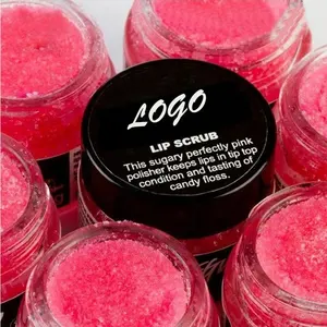 Wholesale Private Label Natural Organic Vegan Lip Care Exfoliator Strawberry Pink Sugar Lip Scrub