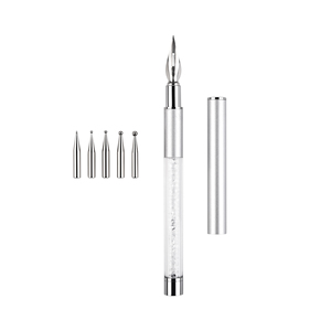 Ensemble de 6 stylos de gravure interchangeables pour nail art, avec manche en acrylique et outils de dessin en alliage pour la manucure - Product Image 1