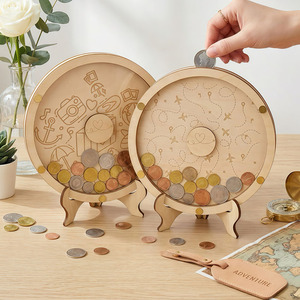 Expositor de Monedas de Madera <span class=keywords><strong>para</strong></span> Coleccionistas, Regalo de Viaje, <span class=keywords><strong>Hucha</strong></span> de Ahorros, Organizador de Billetes - Product Image 1