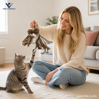 Jouet pour chat en fourrure de lapin naturelle, peluche douce avec pattes en fourrure tombantes pour l'exercice et le jeu des chats d'intérieur