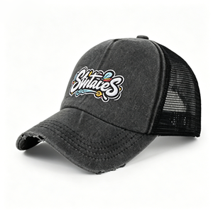 Custom Trucker <b>Hats</b> High Quality Blank 6 Plane Snapback Cap Leather Patch Plain Mesh Trucker <b>Hat</b> for Men - Product Image 3