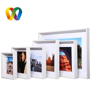 Caja De madera Moldura para fotos en 3D, caja De madera blanca para marco De Narco De La Foto con tobogán frontal, venta al por mayor, 100