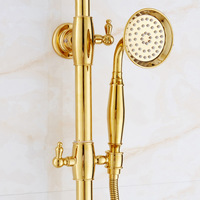 Ensemble de robinet de douche mural en laiton massif, noir et or, luxe, douche à effet pluie, intérieur