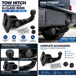 SKY-DESIGN 2019 - Kit de <span class=keywords><strong>enganche</strong></span> de <span class=keywords><strong>remolque</strong></span> de acero inoxidable tipo cuello de cisne negro para <span class=keywords><strong>Mercedes</strong></span>-Benz <span class=keywords><strong>Clase</strong></span> G W465 G63 G500, gancho de <span class=keywords><strong>remolque</strong></span> atornillable de 50 lb - Product Image 1