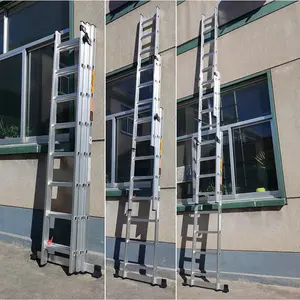 Aluminum Multifunctional Folding Ladder Multi-step Combination Telescopic Ladder Adjustable Height 2-stage Extension Ladder
