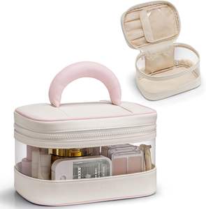 Sac cosmétique personnalisé PVC clair mignon mode lettre PU fermeture éclair grande capacité étanche trousse de maquillage de voyage - Product Image 1