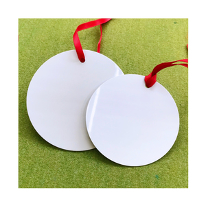 Adornos de Metal personalizados de doble cara, adorno de Navidad de aluminio blanco en blanco con cintas rojas - Product Image 5