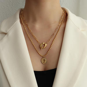 <span class=keywords><strong>Marka</strong></span> autorizza collana tinta alta in acciaio al titanio fissa OT fibbia regina doppio strato clavicola collana P1028 elegante - Product Image 1