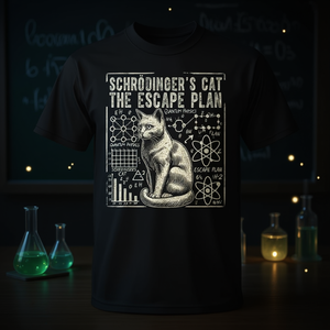 Camiseta de ciencia de física cuántica con el plan de escape del gato de Schrödinger - Product Image 3