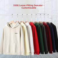 Sweat à capuche de grande taille, 350g, personnalisé avec logo imprimé et brodé, disponible en plusieurs couleurs pour hommes et femmes