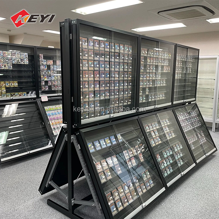 trading card display cases for sale Emfogo Display, 3-Tier Card Case with Custom Drawer, Wood Graded Card Display with Supporters and Dividers, Sports Card Display Case Collection (Black) : Toys & Games Proudly Made in USA Display Frame Trading Card Wall