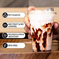 Vente en gros de gobelets en plastique PET transparents jetables personnalisés de 16, 20, 24 oz, 90 mm, pour boissons froides, jus, café, avec couvercle
