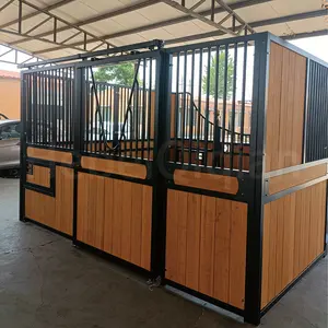 Bamboo Wooden Hardwood Prefabricated Horse Stall Box Horse Stable Fronts With Steel Frame Horse Stable