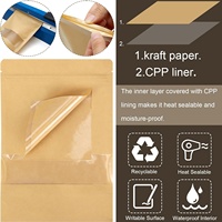 Sacs en papier kraft personnalisés imprimés sur mesure, mini sacs d'emballage pour cadeaux, épicerie, thé, café, avec soufflet et fermeture éclair