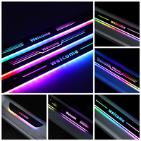 4 pièces Bande LED de bienvenue pour seuil de porte de voiture, à couleurs éblouissantes, sans câblage, avec détection de mouvement, éclairage d'ambiance pour voiture