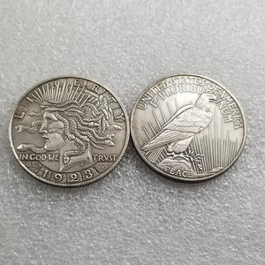 Reproducción de la Moneda <span class=keywords><strong>Liberty</strong></span> Lady with Snakes de 1923, Chapada en Plata, Níquel Hobo, Arte Abstracto, Medusa con Serpientes, Regalo de Latón - Product Image 4