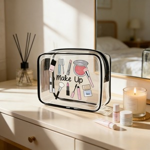 Bolsa de Maquillaje Transparente Unisex con Cierre, Organizador de Artículos de Aseo Portátil de Viaje con Asa, Duradero y Fácil de Limpiar para Gimnasio y Aeropuerto - Product Image 2