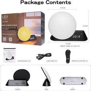 Thức dậy ánh sáng mặt trời mọc Đồng hồ báo thức, ánh sáng tự nhiên đồng hồ làm việc với Alexa, ứng dụng và điều khiển từ xa đồng hồ báo thức với 15 âm thanh tự nhiên - Product Image 3