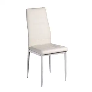 Sedia da cucina in pelle sintetica bianca con gambe con schienale alto sedie da pranzo mobili per la casa pelle sintetica moderna 2 pz/ctn 40 pz