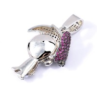 Pendentif Personnage de Dessin Animé Timmy Iced Out, Collier Hip-Hop en Cuivre Entièrement Pavé de Zircons Colorés, Bijoux de Rue Tendance pour Hommes, Vente en Gros
