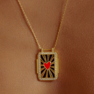 Collar Jinyuan, Cadena de Eslabones de Acero Inoxidable con Baño de Oro de 18K y Circonita, Diseño de <span class=keywords><strong>Sol</strong></span>, Luna, Corazón, Ojo Turco Azul, Esmalte, Cartas del <span class=keywords><strong>Tarot</strong></span>, Gran Venta - Product Image 3