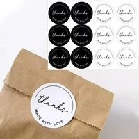 Autocollants en vinyle de haute qualité, impression personnalisée / autocollants de remerciement, RTS 120 pièces par sac, 35 mm, MOQ 10 sacs