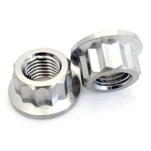 Oem Op Maat Gemaakt Titanium Moer M10 X Pitch 1.25Mm 12-Punts Ti Tandwiel Flens Bout Moer Gr 5