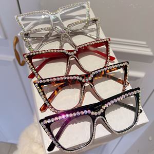 Montature per <span class=keywords><strong>Occhiali</strong></span> con Lenti Trasparenti Effetto Occhio <span class=keywords><strong>di</strong></span> <span class=keywords><strong>Gatto</strong></span>, <span class=keywords><strong>Occhiali</strong></span> Anti Luce Blu alla Moda con Strass - Product Image 4