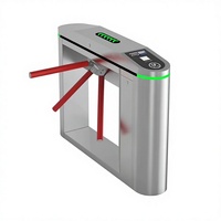Sistema de Control de Acceso, Puerta de Acceso Peatonal de Acero Inoxidable, con Lector de Tarjetas, Puerta de Tres Rodillos, Control de Entrada Bidireccional