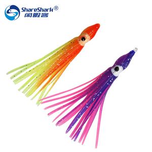 Colori misti personalizzati gonne di calamari in gomma luminosa Soft Octopus Set di esche da pesca in acqua salata tonno Sailfish esche di calamari