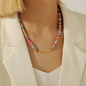 Vendita calda collana personalizzata con nome morbido arcobaleno per le donne in acciaio inossidabile per bambini ciondolo per ragazze gioielli di moda
