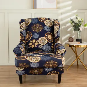 2024 personnalisable élastique simple Wingback canapé housse Style Jacquard imprimé pour les banquets de mariage chaises de plage tout compris