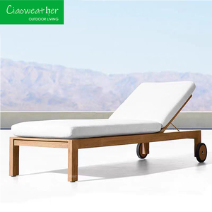 أريكة فاخرة مقاومة للماء في الهواء الطلق على سطح المسبح سرير شمسي من خشب الساج للحدائق كراسي استلقاء باللون الرمادي للاستلقاء تحت الشمس من خشب الساج - Product Image 6