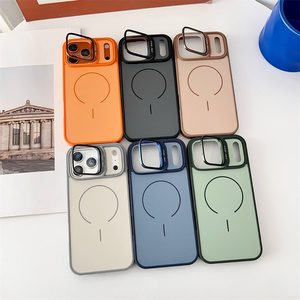 Nouvelle coque de téléphone avec cadre d'appareil photo à clapet, support magnétique en verre, pour iPhone 17 16 15 14 Pro Max, avec support givré et support arrière convertible - Product Image 2