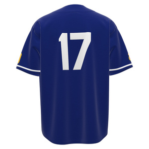 Maillot de baseball à col rond respirant à séchage rapide en maille nid d'abeille haute densité, tendance rétro, bouton, chemise de sport unisexe, court, bleu marine - Product Image 3