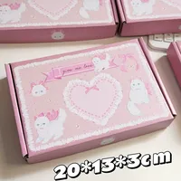 Boîte rigide pliable personnalisée avec logo imprimé, motif chaton rose mignon, pour l'expédition et l'emballage de cosmétiques