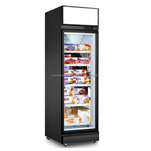 Réfrigérateur commercial vertical compact en verre avec ventilateur, 500 L, pour boissons et aliments frais, idéal pour les supermarchés - Product Image 1