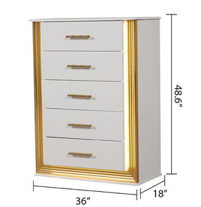 Contemporary Style 5PC Queen Bedroom Set with Adjustable <b>Convertible</b> <b>Bed</b> Wood & Gold Finish - Product Image 3