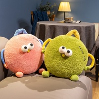 Bantal Boneka Monster Kartun Bulat Lucu dengan Selimut Lipat 2 in 1, Bantal Lempar, Selimut Tidur Siang Kantor untuk Hadiah